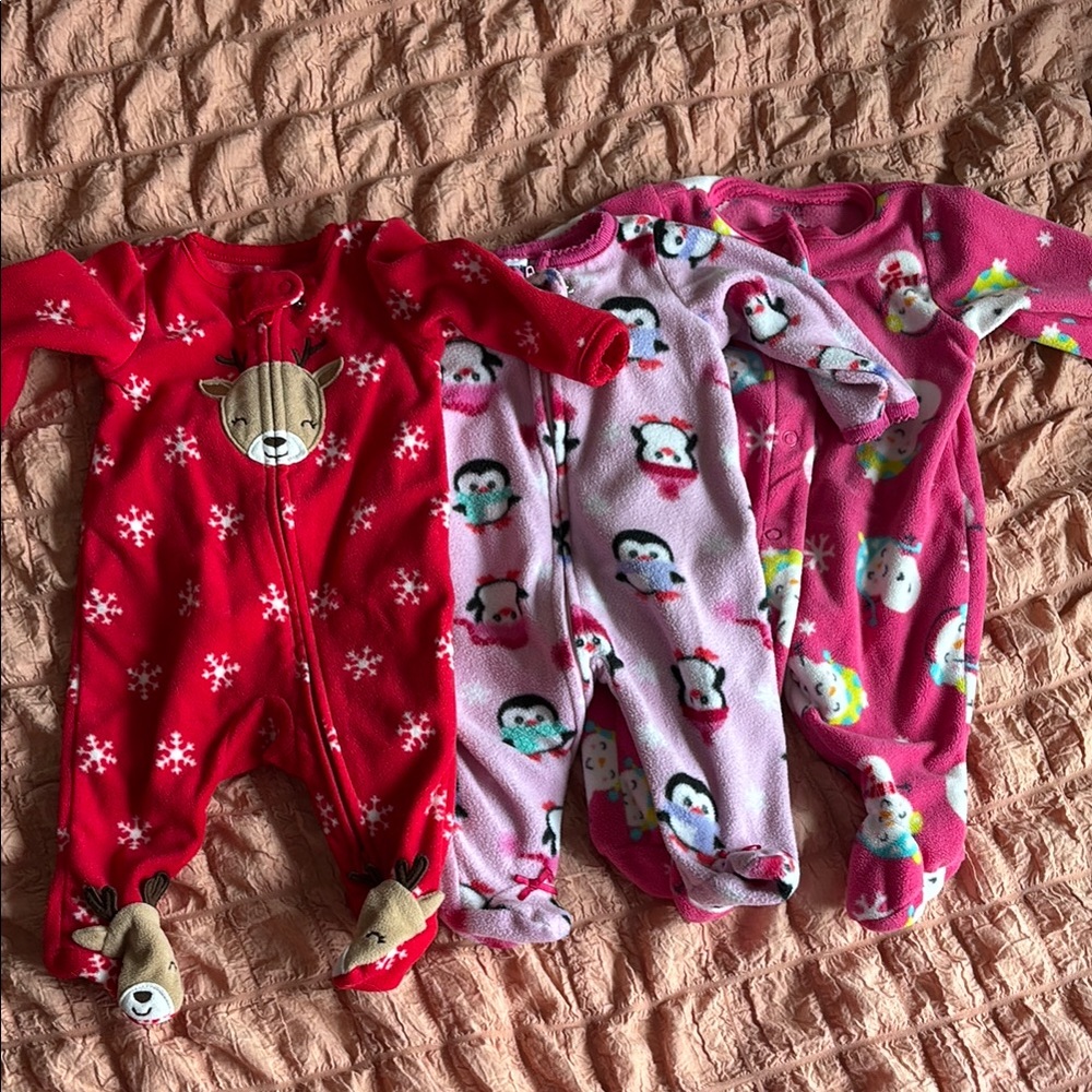 Cozy Newborn Footie Pajamas - Red, Purple, Pink